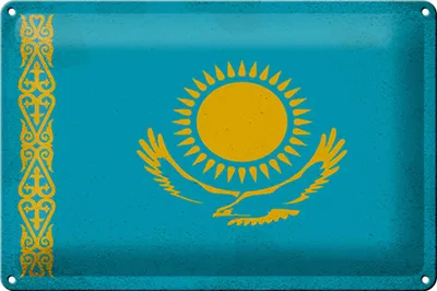 Produktbild von Blechschild Flagge Kasachstan 30x20cm Kazakhstan Vintage