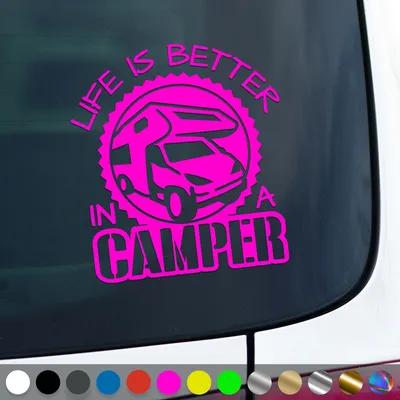 Produktbild von PantherPixel Wohnmobil Aufkleber Wohnwagen Bus Reise Besser Camping Sticker Auto Geschenkidee Farbe Neon-Pink