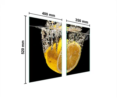Produktbild von Herdabdeckplatten 2 teilig 75x52 Glaskeramikkochfeld Abdeckung Glas Schneidebrett Zitrone Schwarz