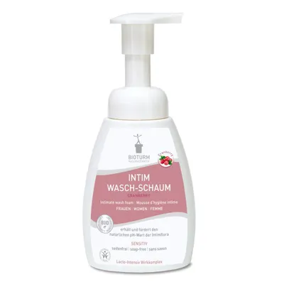 Produktbild von Bioturm 428, Intim-Waschlotion, Weiblich, 250 ml, Flasche, 2 bis 3 Mal pumpen, mit dem Schaum reinigen und mit Wasser nachwaschen. Sehr ergiebig durch..., Glycerin, Aqua, Whey*, Decyl Glucoside, Alcohol, Vaccinium Macrocarpon Fruit Juice*, Sodium Lauryl...