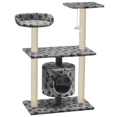 Immagine prodotto di vidaXL Tiragraffi per gatti in sisal 95 cm grigio con impronta di zampa