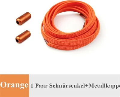Produktbild von Elastische Schnürsenkel mit Schnellverschluss Schnellschnürsystem Schuhbänder ohne Binden Flach Rund Bunt, Orange
