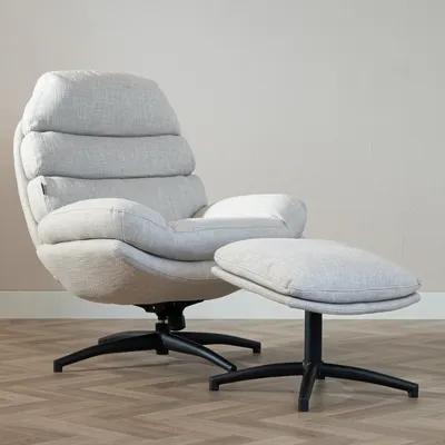 Produktbild von Bronx71 Sessel mit Hocker Palma Leinen drehbar taupe