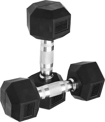 Produktbild von Sporttrend 24® Hexagon Hantel 1-50KG, Paar, verchromter Griff | sechseckige Kurzhantel, rutschfeste Kompakthantel, gummierte Hex Hanteln (2x1KG)