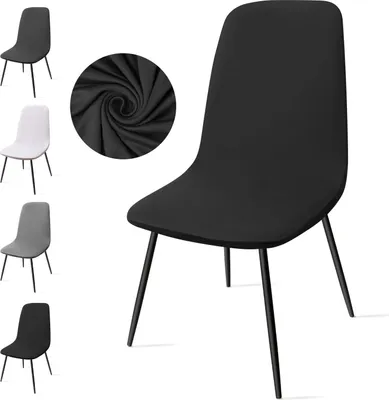 Produktbild von Stretch-Stuhlhussen Set von 4, Abnehmbar, Waschbar, Schwarz, Universelle Größe