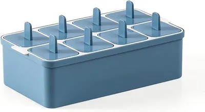 Produktbild von VHV - Eisformen - Silikon, rechteckig, 8 Fächer - leicht zu entformen - für Eiskreationen, Desserts und sommerliche Getränke