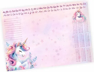 Produktbild von A3 Schreibtischunterlage Papier Einhorn rosa mit kleinem 1x1 Papier 50 Blatt