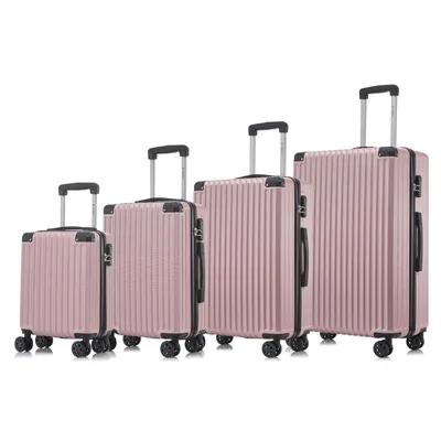 Produktbild von Suitcase Set, Rollkoffer Handgepäck, Kofferset, mit 4 Rollen 360°, Hartschalenreise Zahlenschloss, Weicher Gummigriff (4er Set, S,M,L&XL, Roségold)