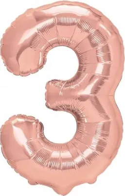 Produktbild von Folienballon in Form der Zahl "3", roségoldfarben, Ballon "3", 100 cm
