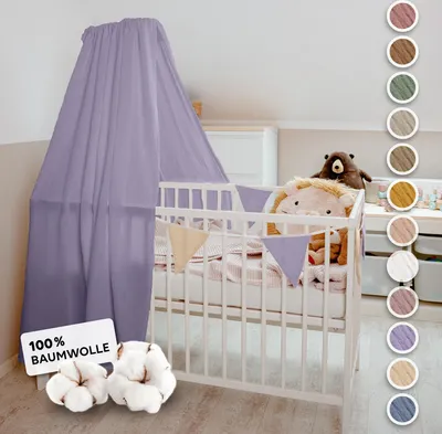 Produktbild von Handgefertigter Musselin Betthimmel aus 100% Baumwolle für Babybett
