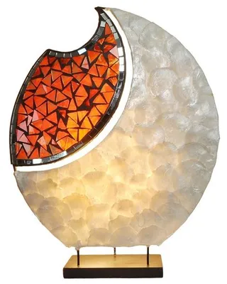 Produktbild von Deko-Leuchte YOKO, ovale Form, Tisch-Lampe Natur-Material, Höhe ca. 40 cm, Stimmungsleuchte