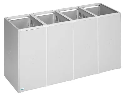 Produktbild von Robustes Abfall- und Wertstoffsammelsystem 4-Fach | ohne Deckel | 40 Liter, HxBxT 57x101x40,5cm | Kunststoff | Grau