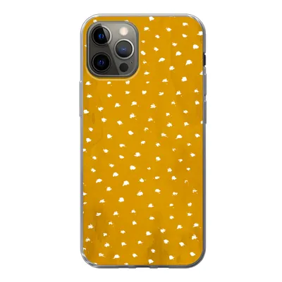 Produktbild von MuchoWow® Handyhülle Schutzhülle Hülle für iPhone 12 Pro Tupfen - Orange - Weiß Silikon Softcase Handy Hülle - Abdeckung