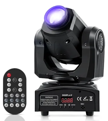 Image de Projecteur mobile pour scène - Projecteur DMX - 60 W - 7 motifs de gobos - 7 couleurs - Télécommande - Prise EU