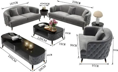 Produktbild von Sofagarnitur Set 3+2+1 Sitzer Couchtisch Sideboard Garnitur Design Moderne 7tlg