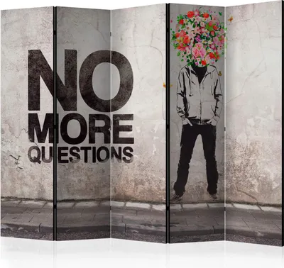Produktbild von 5-teiliger Doppelseitiger Vlies Paravent - No more questions II 225x172 cm Text m-C-0328-z-c