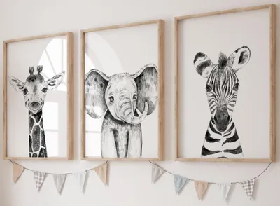 Produktbild von Elzusha – Set mit 3 Safari-Tier-Postern zur Dekoration von Kinderzimmern