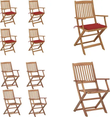 Immagine prodotto di vidaXL Sedie da giardino pieghevoli 4 pezzi con cuscino in legno massiccio di acacia - sedia da giardino - sedie da giardino - poltrona da giardino - sedia pieghevole