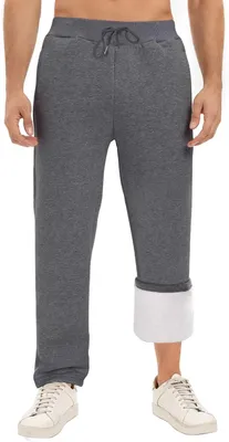 Productafbeelding van Herenjoggingbroek van fleece met trekkoord, zakken en elastische taille, donkergrijs