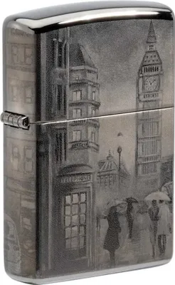 Produktbild von Zippo Benzinfeuerzeug Big Ben Design, winddicht, Black Ice
