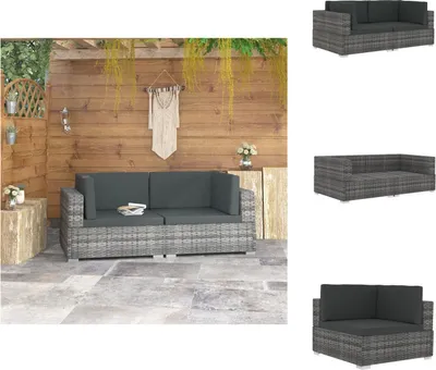 Produktbild von vidaXL Ecksofas 2 Stk. mit Auflagen Poly Rattan Grau - Gartensofaelemente
