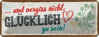 Produktbild von vianmo Blechschild 10x27 cm Und vergiss nicht Glücklich zu sein! Spruch Zitat