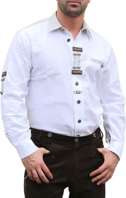 Produktbild von Trachtenhemd für Lederhosen mit Verzierung weiß, Größe:S
