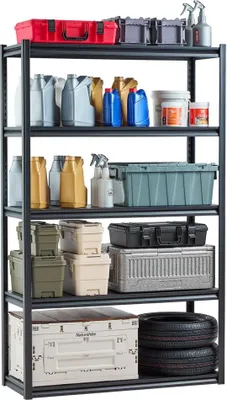 Produktbild von Lagerregal Garage 5-stöckig - Steckregal Keller 457.2x1219.2x1981.2mm - Robustes Lagerregalsystem für Werkstatt und Haushalt