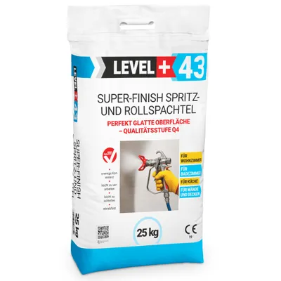 Image de Super Finish 25 kg - Enduit à projeter et à lisser au rouleau - Enduit prêt à l'emploi - Lisse parfait - Q4 - Sac L+43