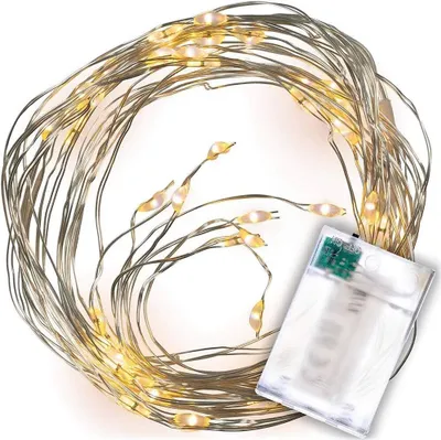 Produktbild von LED Lichterregen 64 er 8 silberne Drähte warmweiß Batteriebetrieb Timer BI11024