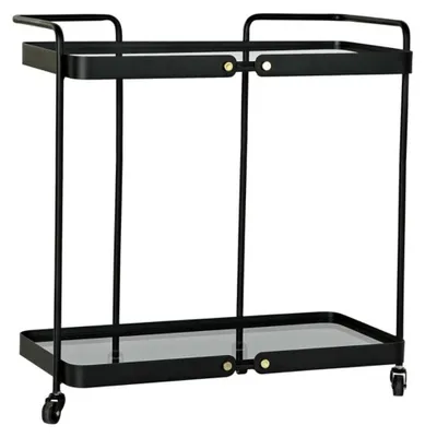 Beistelltisch rund schwarz Metall Glas 74x37x74 cm