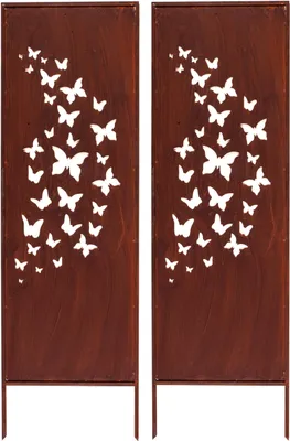 Produktbild von 2x Sichtschutz Metall - 160 cm x 50 cm - Edelrost - Rostoptik Sichtschutz für Garten - Sichtschutzelement - Sichtschutzwand - Gartendekoration Zaun ROST