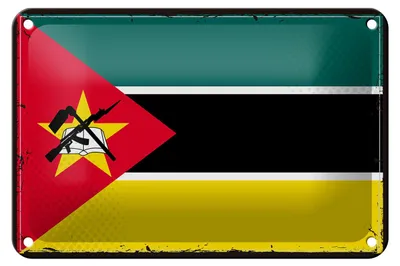 Produktbild von Blechschild Flagge Mosambiks 18x12cm Retro Flag Mozambique Dekoration
