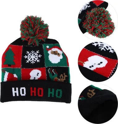Produktbild von Weihnachtsmütze,Strickmütze,gestrickte Weihnachtsmütze,Weihnachtszubehör,warme Weihnachtsmütze,leuchtende Weihnachtsmütze,Weihnachtsdekorationen