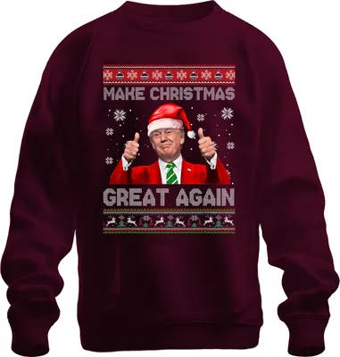 Obrázok produktu pre Make Christmas Great Again Santa Claus Daumen hoch lustig Uni mikina, bordová, L