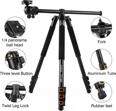 Produktbild von Andoer TTT-004 200 cm / 78,7 palců stativ pro fotoaparáty z hliníkové slitiny horizontální držák s kulovou hlavou 4-dílný výsuvný pro DSLR ILDC fotoaparáty max. zatížení 8 kg