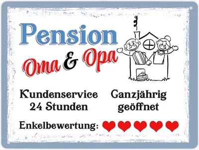 Produktbild von Pension Oma und Opa Metallschild XL in 21x28 cm