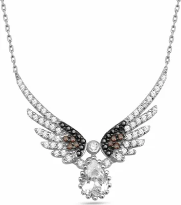 Produktbild von Dkeniz Anhänger mit Kette 925/- Sterling Silber 42 cm + 3cm Silber Zirkonia weiß 145250041