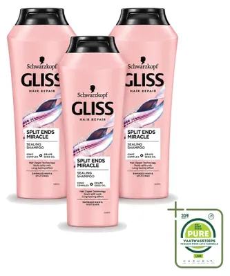 Productafbeelding van 3 x Schwarzkopf Gliss Shampoo voor beschadigd haar, "Split Hair Miracle" - 250 ml - Voordeelverpakking - 3 stuks