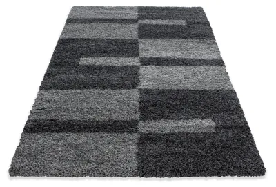 Produktbild von Carpetsale24 Teppich Hochflor Shaggy Kariert Design Teppich Wohnzimmer Flauschig Weich, Grösse: 60x110 cm