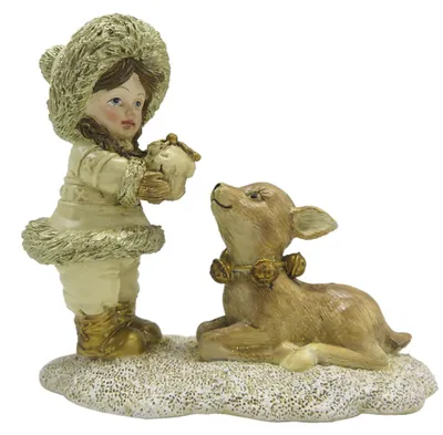 Obrázek produktu pro Clayre & Eef figurka dítě 12 cm polyresin zlaté barvy