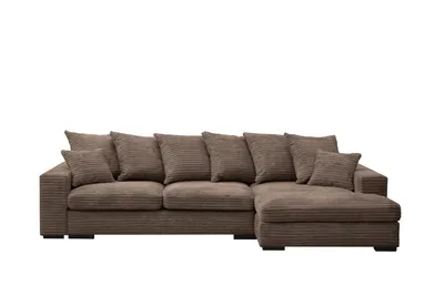 Produktbild von Kaiser Möbel Ecksofa mit schlaffunktion und bettkasten, Sofa L-form, Couch L-form Gabon stoff Zoom Braun Ottomane Rechts