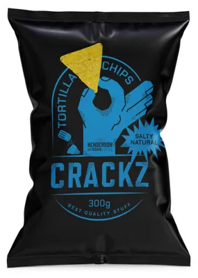Productafbeelding van CRACKZ Tortillachips, zoute mais smaak met een vleugje zout, 300g