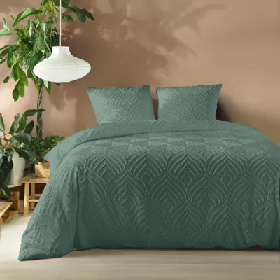 Image de Parure de lit - Douceur d'Intérieur - Heltie - Microfibre - 240x220cm - cedre
