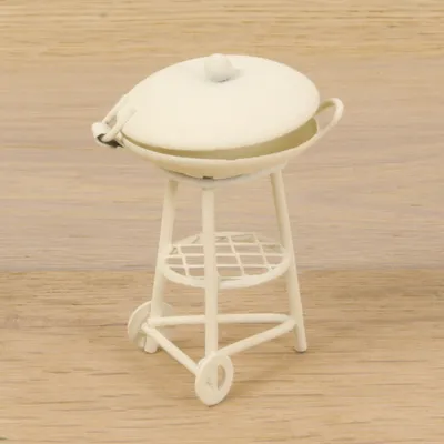 Produktbild von Minigarten Grill aus Metall, weiß, Höhe 6,3 cm, Deko für Garten