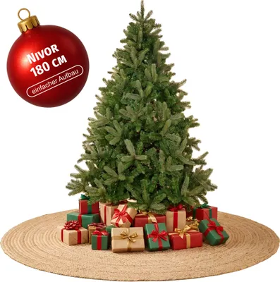 Produktbild von CLGarden Nivor Künstlicher Weihnachtsbaum 180 cm dunkelgrün PE/PVC Spritzguss Mix Tannenbaum künstlich dicht mit Metallständer