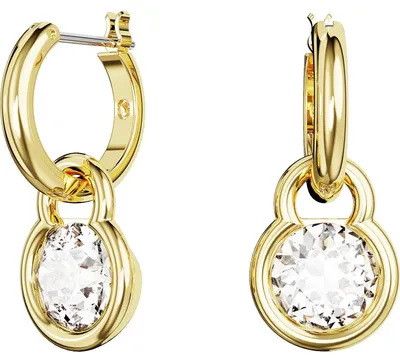 Produktbild von Swarovski Dextera Drop-Ohrhänger, Rundschliff, Weiß, Goldlegierungsschicht