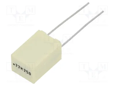 Obrázok produktu pre 5 kondenzátorov: polyesterový, 250 V DC, 140 V AC, 220 nF, rozmer: 5 mm, tolerancia: ±10%, kód: R82IC3220Z360K