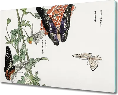 Produktbild von Coloray Hackbrett Küchenbrett Kochplattenabdeckung Schneidebrett Herdabdeckplatte 80x52 cm - Zweig Blätter Insekten