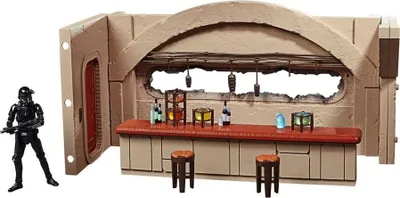 Zdjęcie produktu dla Zestaw figurek z serialu „Gwiezdne Wojny: Mandalorian” – Kantyna na Nevarro + Imperialny Żołnierz Śmierci (DE)